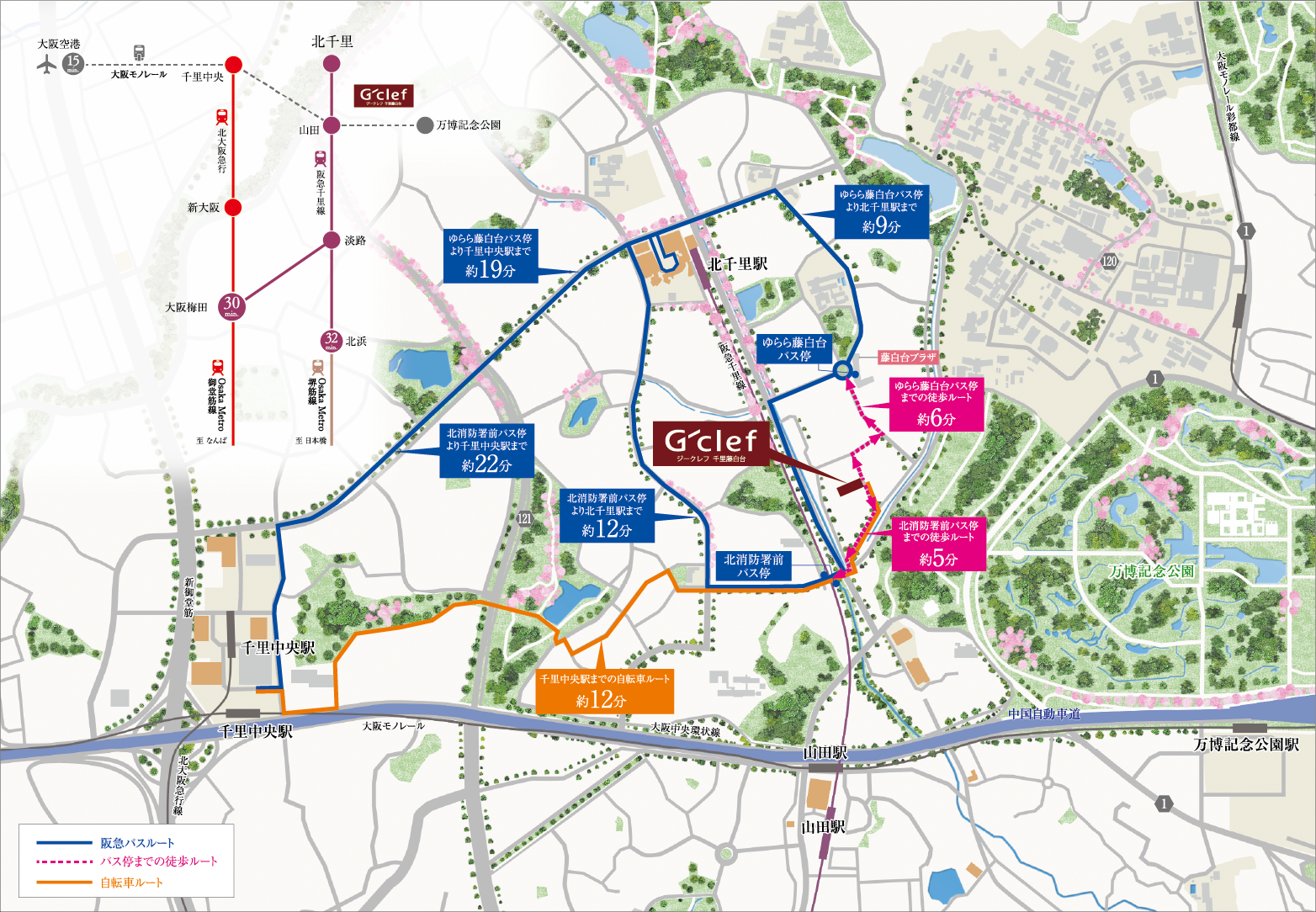 自転車・徒歩ルートマップ
